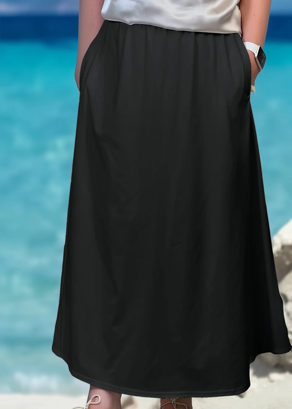 Cotton Jersey Plain Maxi Skirt 