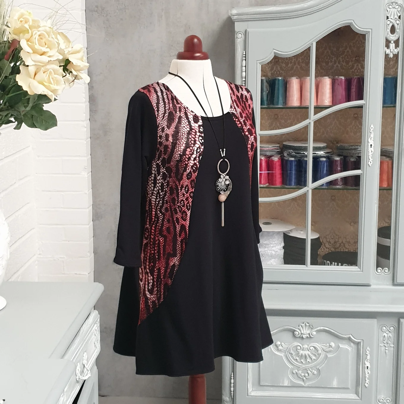 Swing Cotton Jersey Longer Top Patterned Sides 